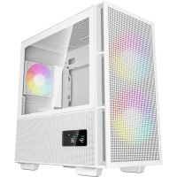 deepcool ch360 argb digital micro torre matx cristal templado usb-c blanca