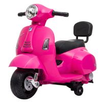 aiyaplay moto electrica para ninos licencia mini vespa gts 2 ruedas auxiliares bateria de litio faro bocina respaldo rosa   aosom espana