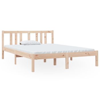Cama Matrimonial | Cama Doble | Estructura De Cama Doble Sin Colchón Madera Maciza 135x190 Cm Cfw83155