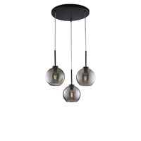 lampara colgante ankara negra con cristal espejo gris rayado y cables orientables 3 luces