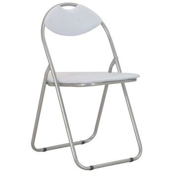 Pack 4 Uds Sillas De Comedor | Silla De Cocina | Mueble De Comedor Plegables Cuero Sintético Blanco