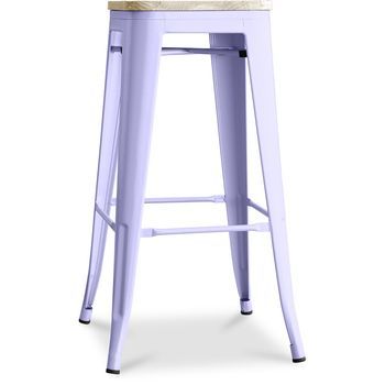 Taburete De Bar Diseño Industrial - Acero Y Madera - 76cm - Stylix Lavanda