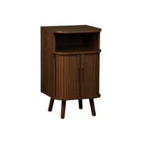 mesita con efecto madera ranurada 2 puertas correderas nogal