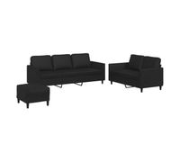 vidaxl juego de sofas con cojines 3 piezas cuero sintetico negro