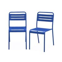 silla de jardin bistro de acero set de 2 azul electrico
