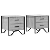 pack 2 uds mesita de noche  mesilla de noche madera ingenieria gris sonoma 40x41x40 cm
