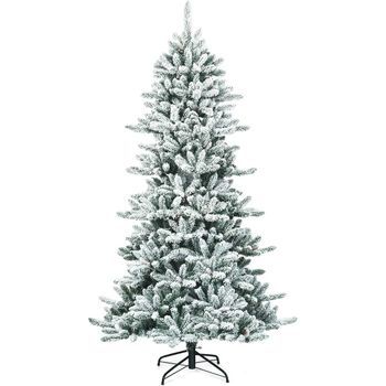 Árbol De Navidad Artificial Nevado 210 Cm Con Piñas Blancas Costway 118 X 118 X 210 Cm