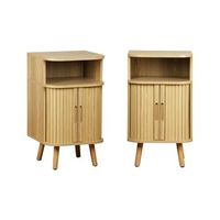 mesita de noche con 2 puertas correderas y 1 nicho set de 2 natural