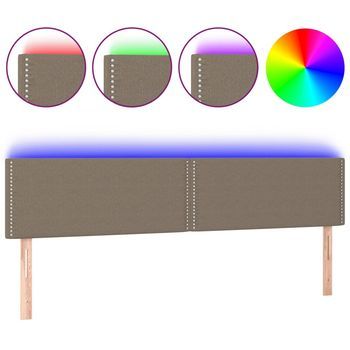 Cabecero Cama | Panel De Cabecera Con Led De Tela Gris Taupe 200x5x78/88 Cm