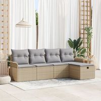 juego de sofa de jardin de 5 piezas con cojines beige poliratan v0622 unico  beige