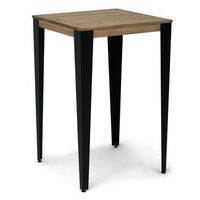 mesa lunds alta cuadrada 59x59x108cm acero fume en madera maciza de pino acabado vintage estilo industrial box furniture