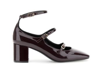 escote brillante con triple encaje bordeaux