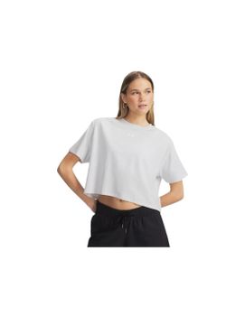 Camiseta Under Armour Rival Boxy Solid Mujer Gris jaspeado / blanco