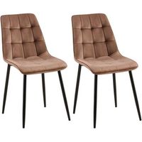 lote de 2 sillas de comedor funda de terciopelo gifford marron 61x47x89 cm clp