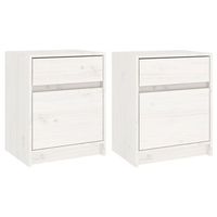 pack 2 uds mesitas de noche  mesa auxiliar  mesilla madera maciza pino blanco 40x31x50 cm