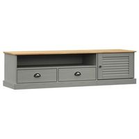 mueble tv  mueble de salon  armario tv vigo madera maciza de pino gris 156x40x40 cm