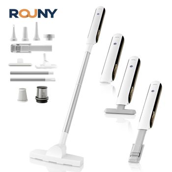 Aspiradora de mano con luz LED, aspiradora portátil inalámbrica para coche con potente succión y 7 boquillas, función de soplado, blanca