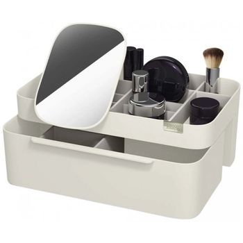 Viva Joseph Joseph: Organizador Para Cosméticos 2-en-1 Con Espejo Extraíble, Compartimentos Profundos Y Poco Profundos, 30×19,5×12 Cm, Color Shell
