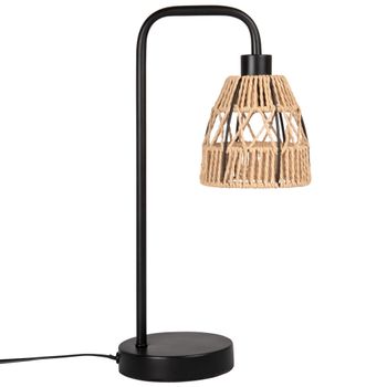 Lámpara de mesa de hierro negro y cuerda de papel Alt. 40,5 cm