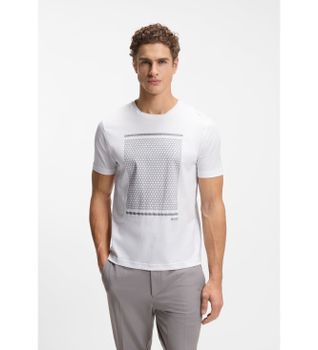 BOSS para hombre. 50554333 Camiseta Tour Print blanco (XS), Casual, Algodón, Manga corta
