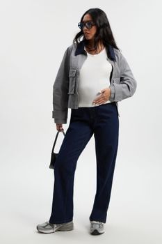 Vaqueros Premamá Rectos Sobre La Barriga, Azul