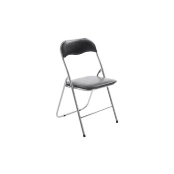 Silla plegable con asiento en Simil cuero Negro/plateado