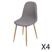 lote de 4 sillas en tela gris oscuro con patas de metal efecto madera - 45x87x54 cm altura del asiento 49 cm - coleccion nordica