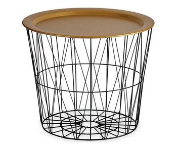 Mesa auxiliar negro dorado metal 52 x 40 x 52 cm