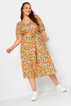 Limited Collection Vestido De Flores De Colores Escote Corazón, Mujer Curvy Y Tallas Grandes, Yours