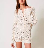 twinset para mujer 251tp3541 cardigan de punto calado en mezcla de algodon beige m casual