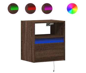 Mueble tv - mesa de tv de pared con luces led marrón roble 41x31x45 cm