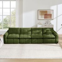 sofa modular 4 plazas de chenilla verde sin estructura 334x97x68cm
