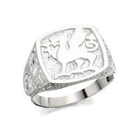 silver welsh dragon signet ring - f4990-x