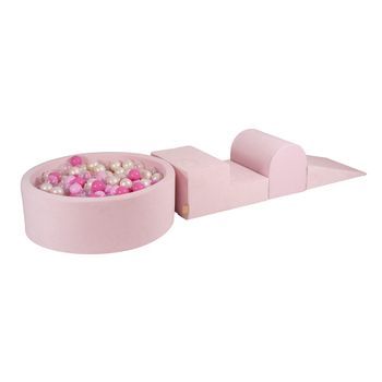 Meowbaby Parque Infantil De Espuma Con Piscina De Bolas, Rosa Empolvado : Rosa Pastel/rosa Claro/transparete/perla Blanco, 200 Pcs