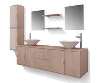 vidaxl conjunto de muebles de bano con lavabo y grifo 11 piezas beige