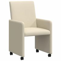 sillas de comedor con ruedas 2 uds cuero sintetico crema vidaxl