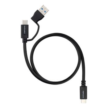 Cable USB Nanocable 2 m USB-C a USB-C con adaptador USB-A