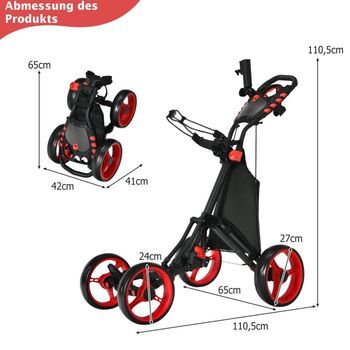 Carrito De Golf De 4 Ruedas, Carrito De Golf Plegable, Carrito De Golf De Empuje De Aluminio Rojo