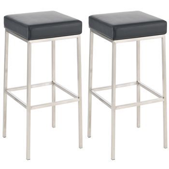 Set De 2 Taburetes Montreal ~ Altura 80 Cm Simil Cuero Negro 37x37x80 Cm Clp