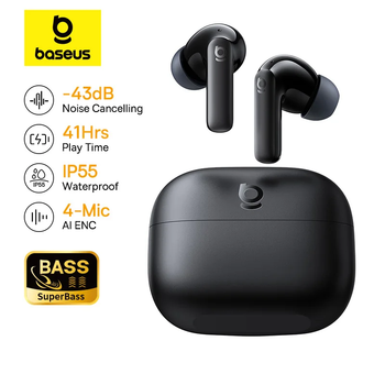 Baseus Bass EP10 NC -43dB Auriculares Inalámbricos con Cancelación de Ruido ANC, Bluetooth 6.0, Auriculares Intrauditivos Inalámbricos con 4 Micrófonos