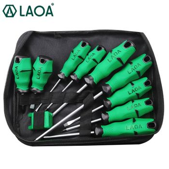 Juegos de destornilladores LAOA con bolsa de lona magnetizadora, destornillador Cr-V, destornilladores ranurados y Phillips, Kit de herramientas manuales