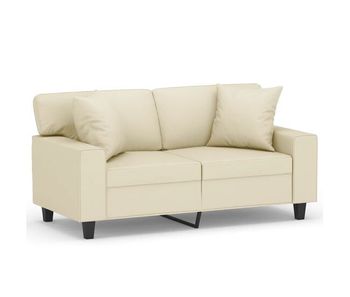 Vidaxl sofá de 2 plazas con cojines cuero sintético color crema 120 cm