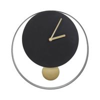 reloj de pared decoracion colgante  30 cm diseno moderno con pendulo decorativo sin numeros acero negro y dorado magland