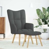 sillon de salon  silla  sillo de relax con taburete tela gris oscuro