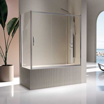 Frontal De Ducha/bañera + 2 Puertas Correderas Kaarol  156 Cm Pared Lateral: 66 - 69 Cm