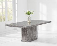 carvelle 200cm grey pedestal marble dining table