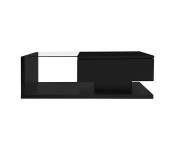 Mesa de centro - características de alto brillo, con vidrio y efecto led - negro