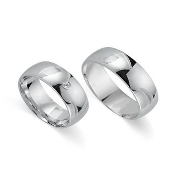 Alianzas 8 quilates oro blanco con diamante