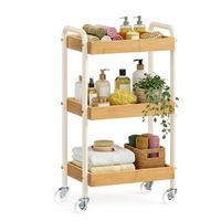 carrito de almacenamiento rodante cocina 3 niveles 275x413x73 cm - beige