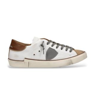 Philippe Model para hombre. PRLU Zapatillas de Piel Prsx Low blanco (40), Plano, Cordones, Casual